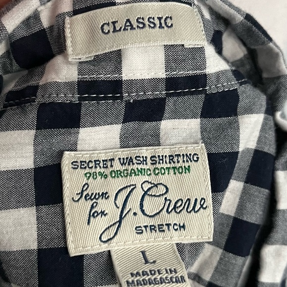 J. Crew • Dark Navy White Plaid Button Down Classic Shirt - Picture 5 of 5